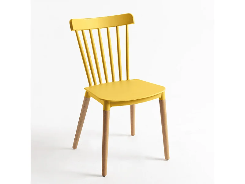 Chaise de cuisine Trina avec pied en métal effet naturel – Originale et fonctionnelle-Jaune