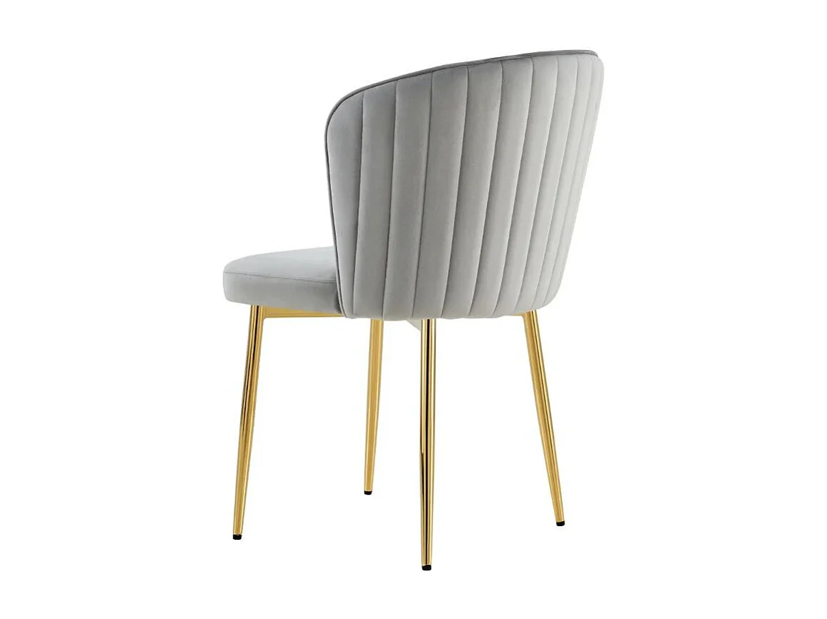 Lot de 4 chaise en velours et pied métal doré Kosmi-Beige