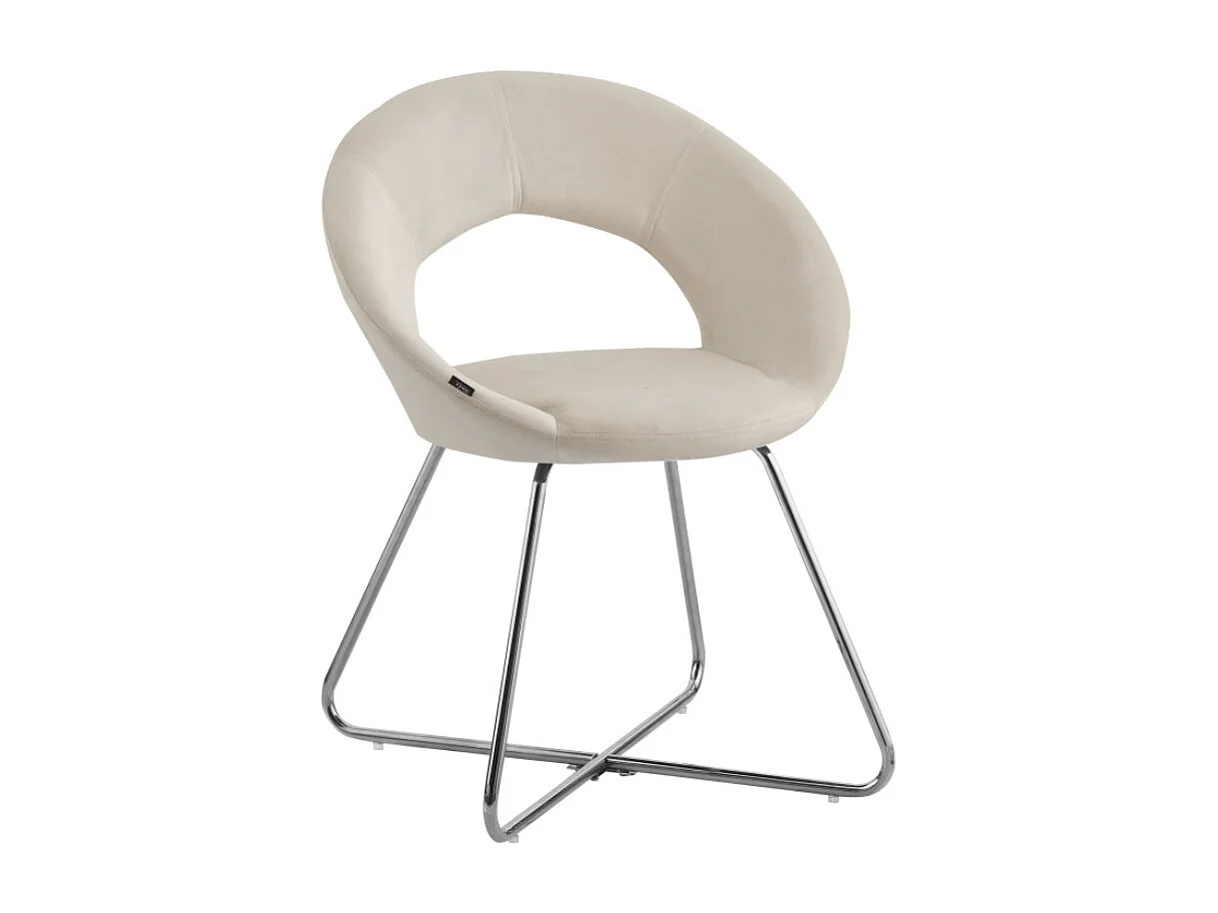 Chaise velours et pied métal chromé Bolda - Lot de 4-Beige clair