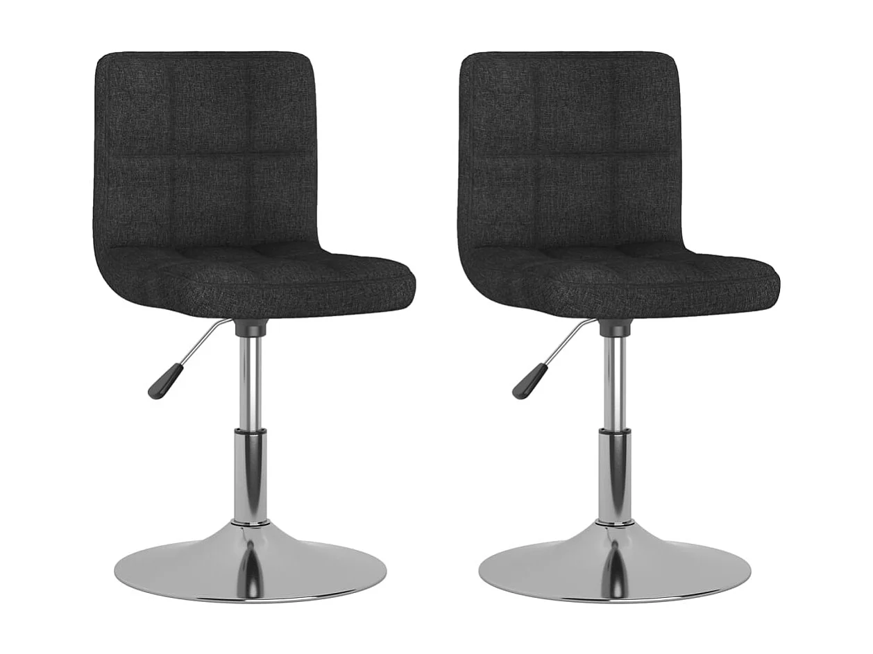 Chaise pivotante de salle à manger 2 pc Noir Tissu 17
