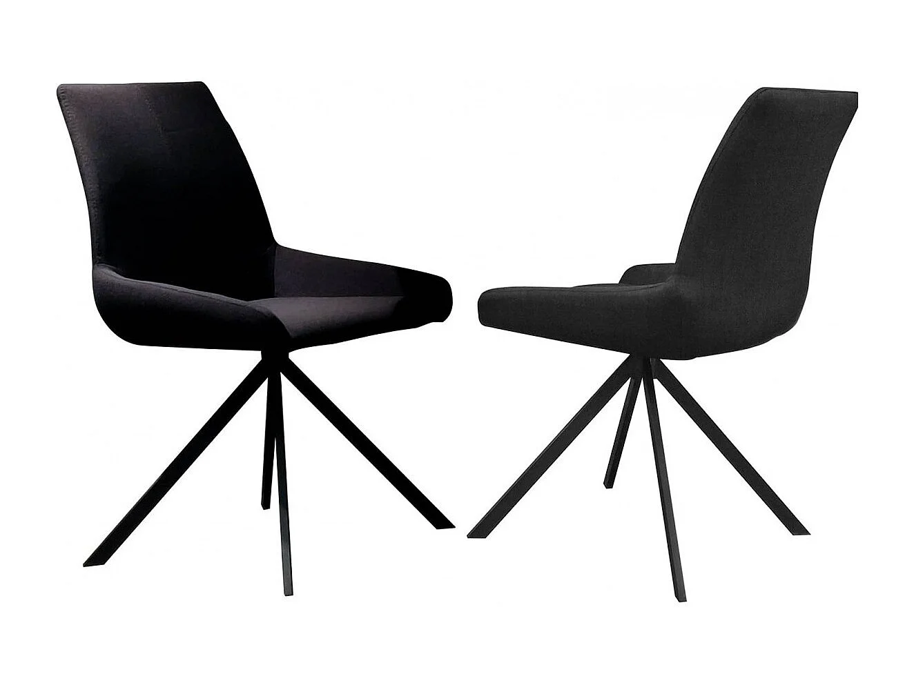 Chaise style vintage en tissu et pied métal noir Naples - Lot de 2