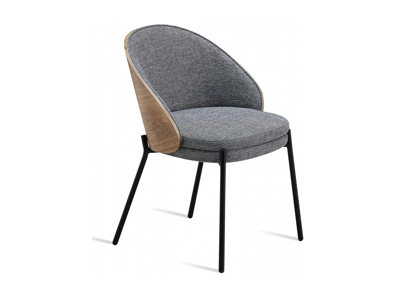 Chaise design en bois de noyer et tissu gris Kazole