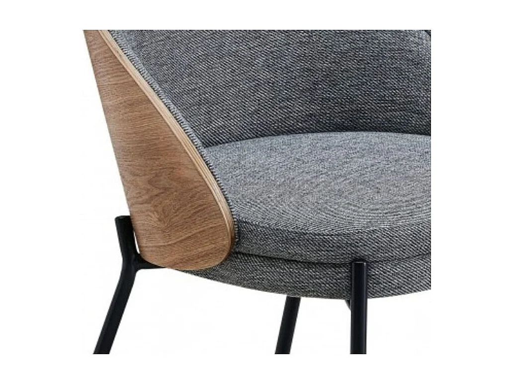 Chaise design en bois de noyer et tissu gris Kazole