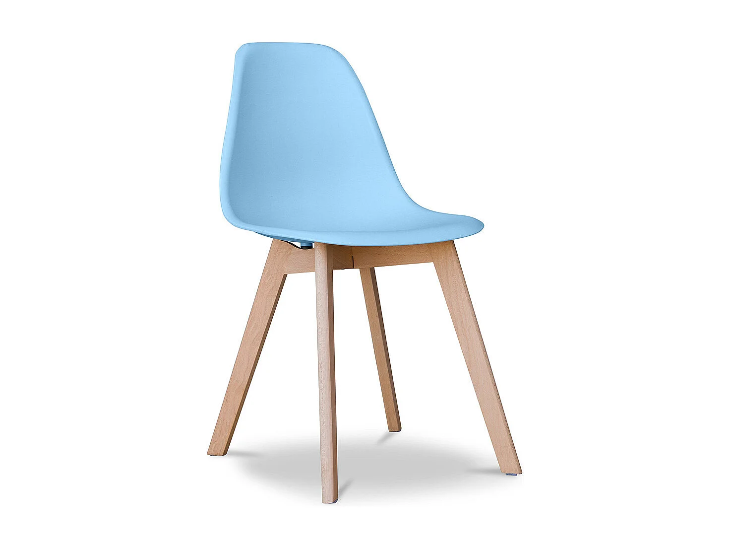 Silla escandinava amarilla Kuisto con patas de haya natural-Azul cielo