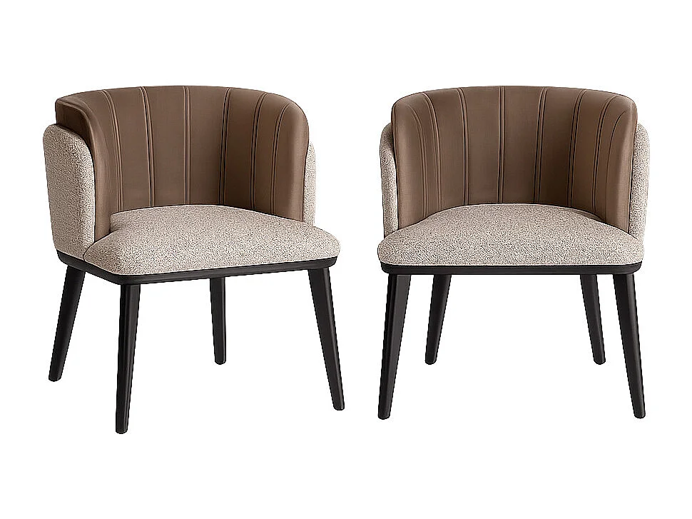 Juego de 2 sillas LAKEN – Tela gris y madera maciza negra