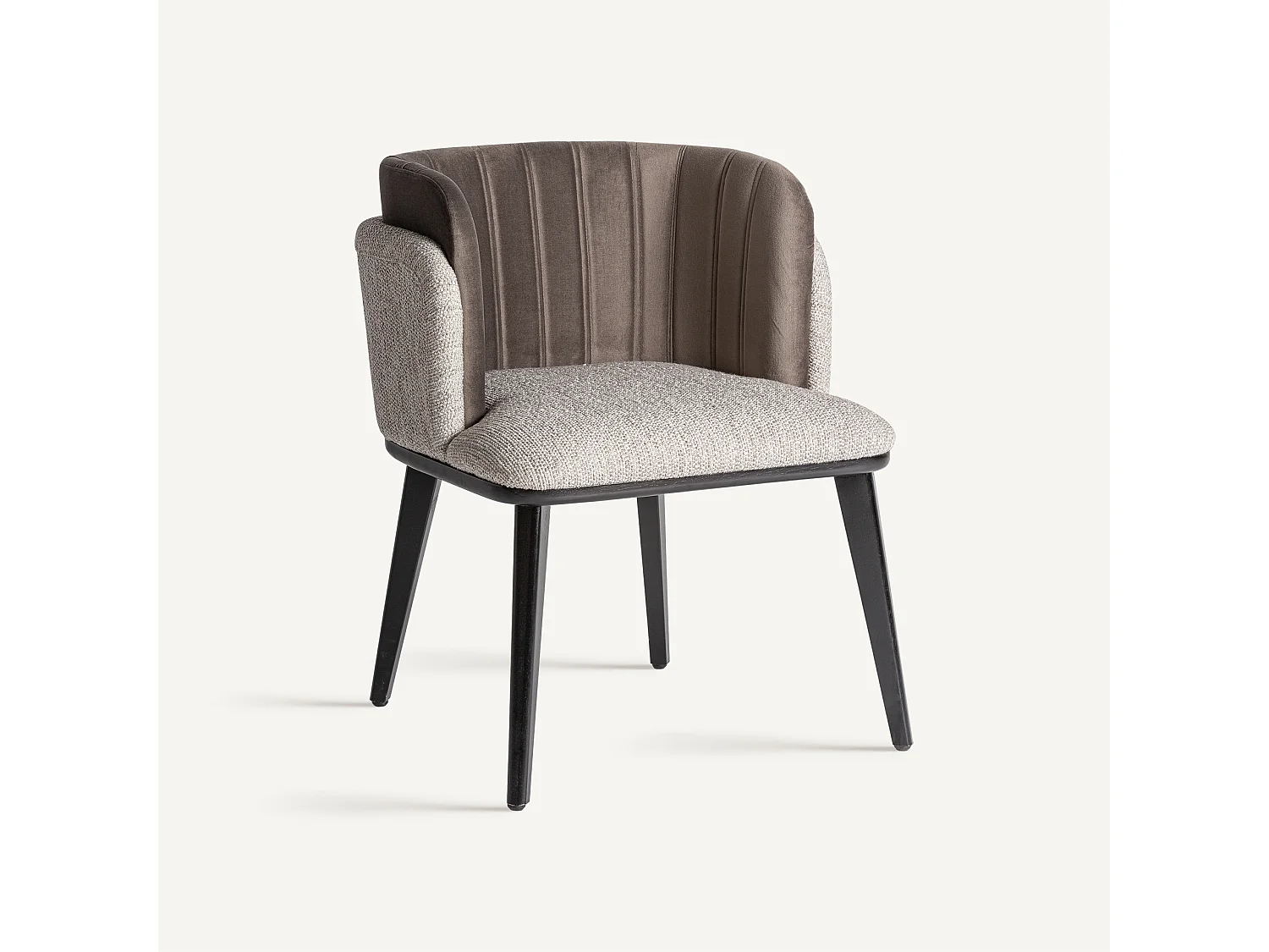 Juego de 2 sillas LAKEN – Tela gris y madera maciza negra