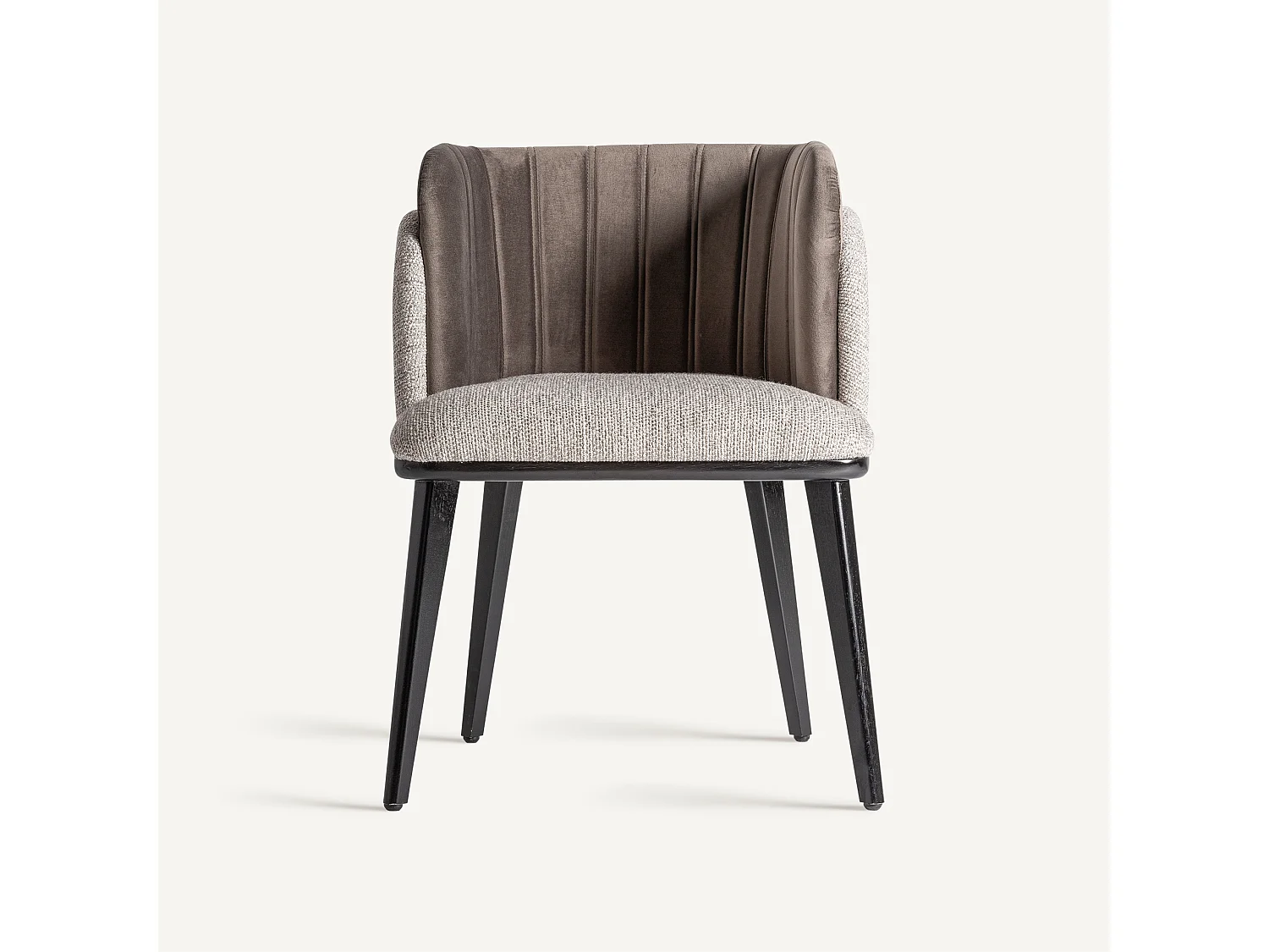 Juego de 2 sillas LAKEN – Tela gris y madera maciza negra