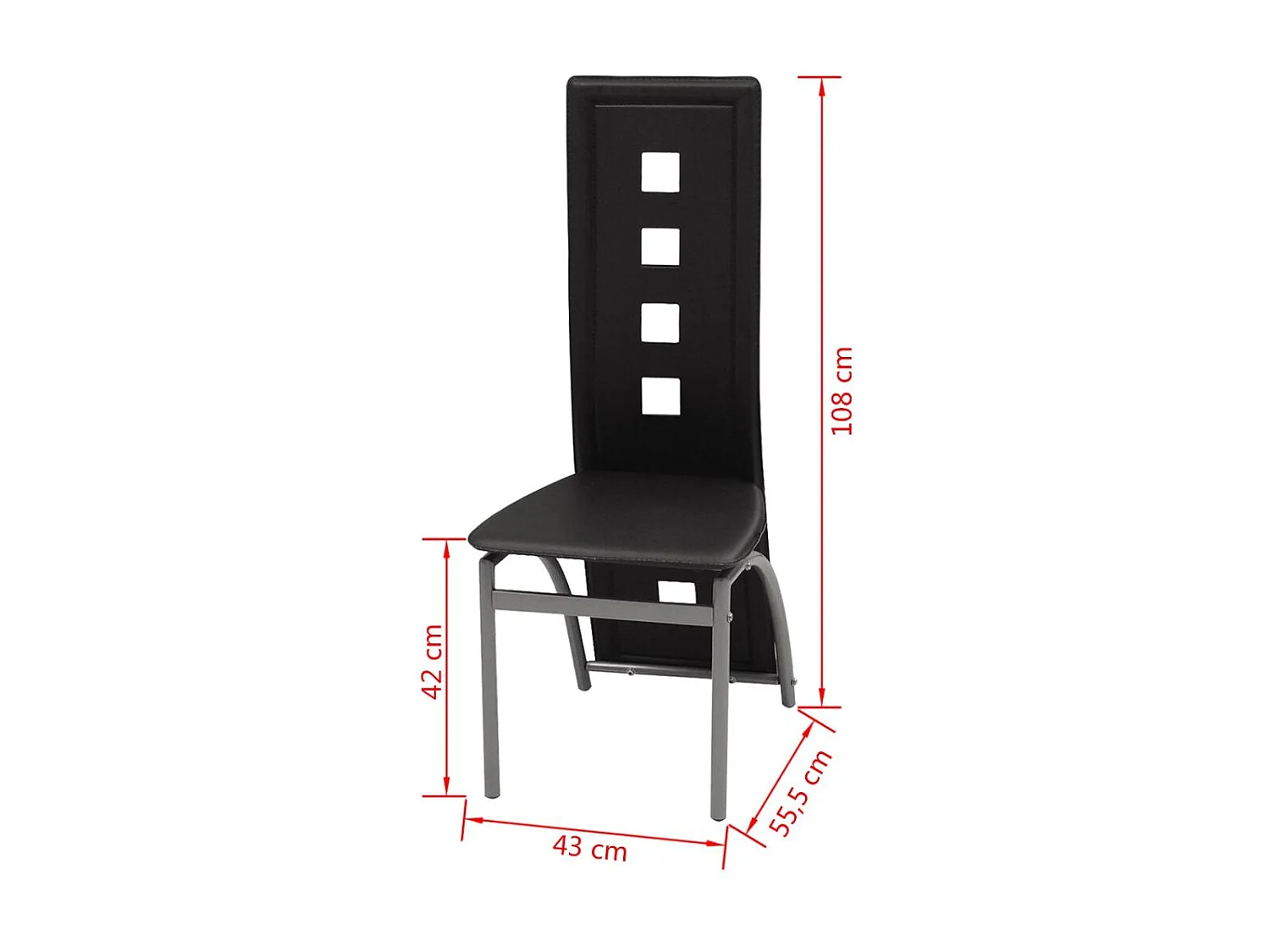 Chaise de salle à manger 2 pc Noir Similicuir 18