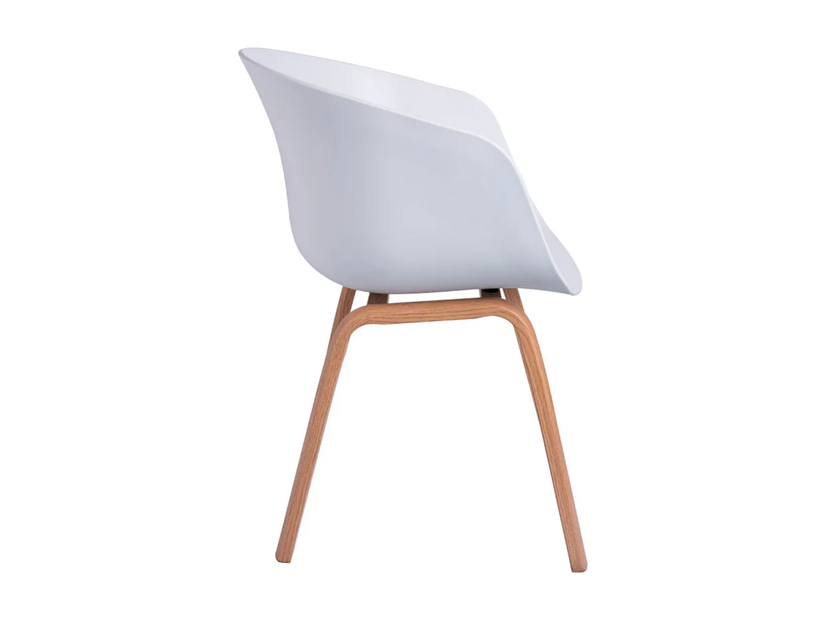 Chaise scandinave avec accoudoir blanc et pied naturel Wau