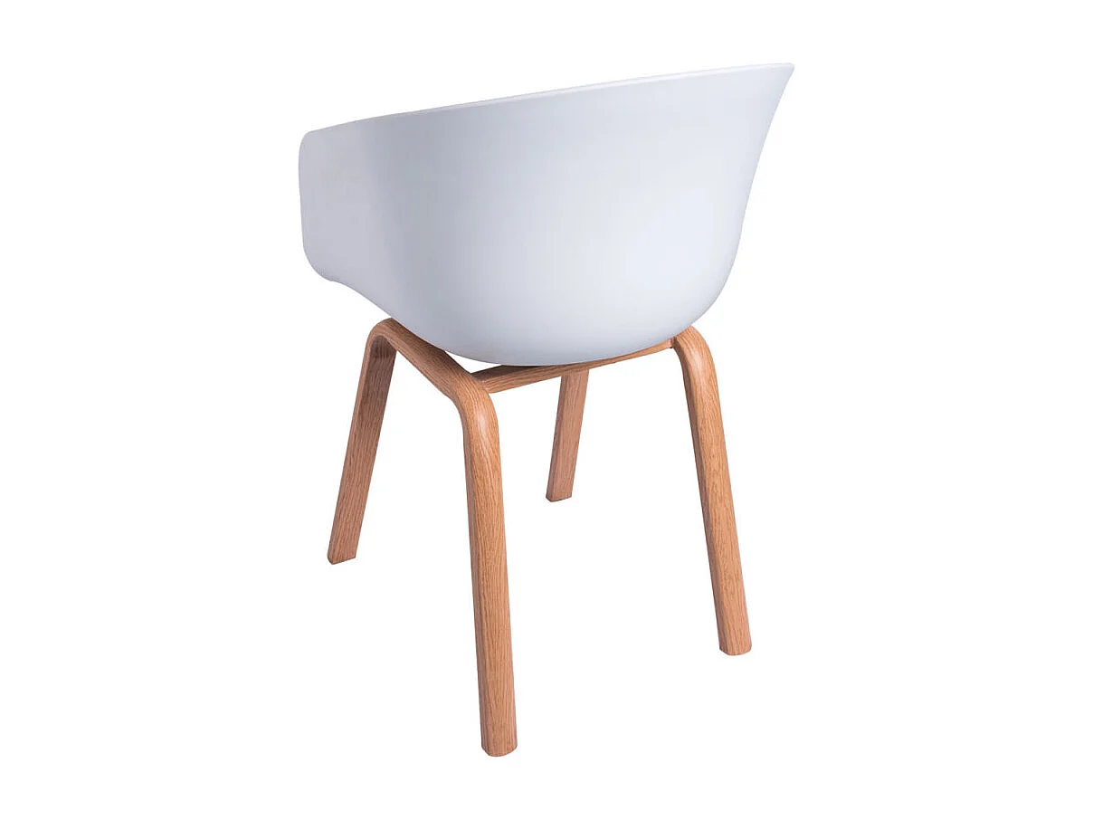 Chaise scandinave avec accoudoir blanc et pied naturel Wau
