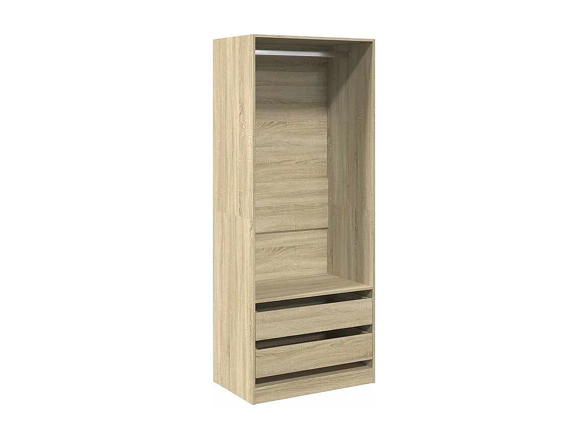 Armoire dressing 1 penderie 2 tiroir 80cm - Collection Kodok-Chêne clair