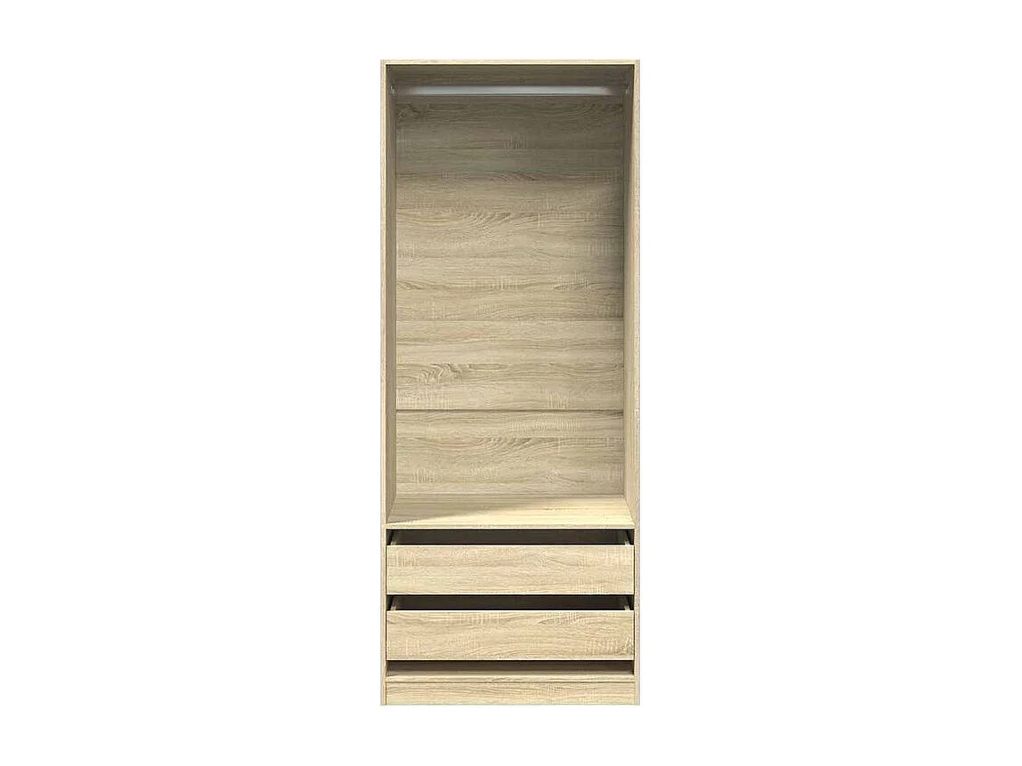 Armoire dressing 1 penderie 2 tiroir 80cm - Collection Kodok-Chêne clair