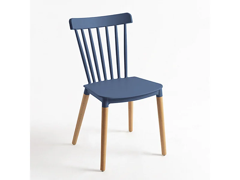 Chaise de cuisine Trina avec pied en métal effet naturel – Originale et fonctionnelle-Bleu pétrole