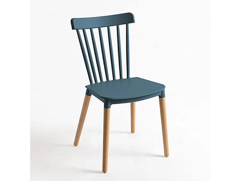 Chaise de cuisine Trina avec pied en métal effet naturel – Originale et fonctionnelle-Bleu canard