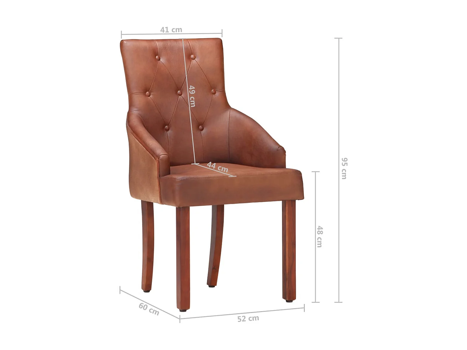 Chaise de salle à manger 4 pc Marron Cuir de chèvre véritable