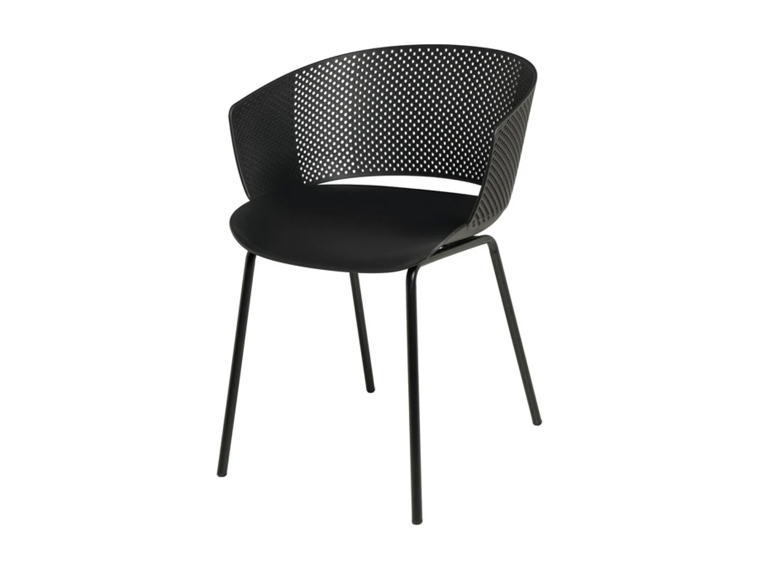 Chaise moderne avec accoudoir en polypropylène et métal Nova-Noir