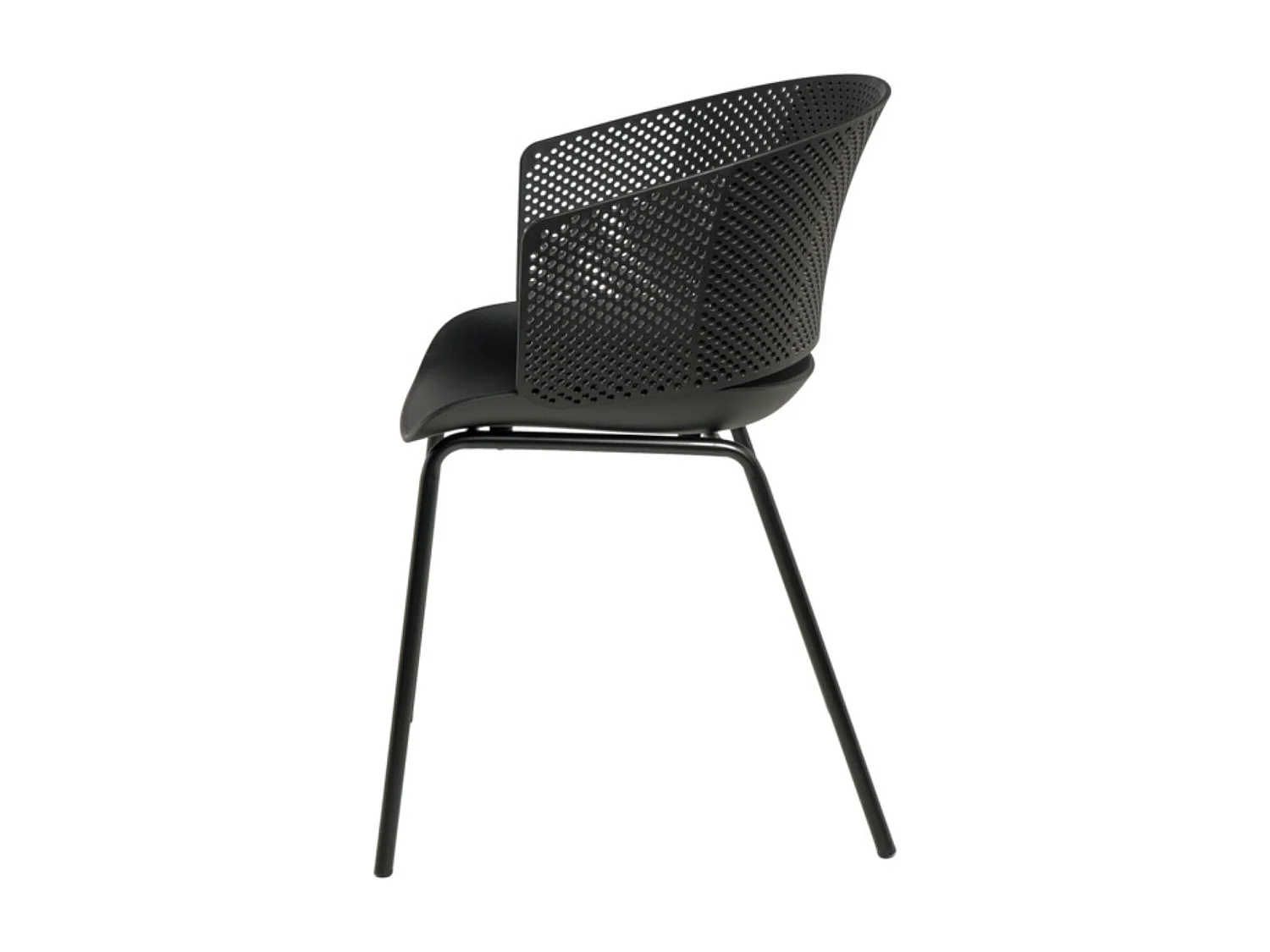 Chaise moderne avec accoudoir en polypropylène et métal Nova-Noir
