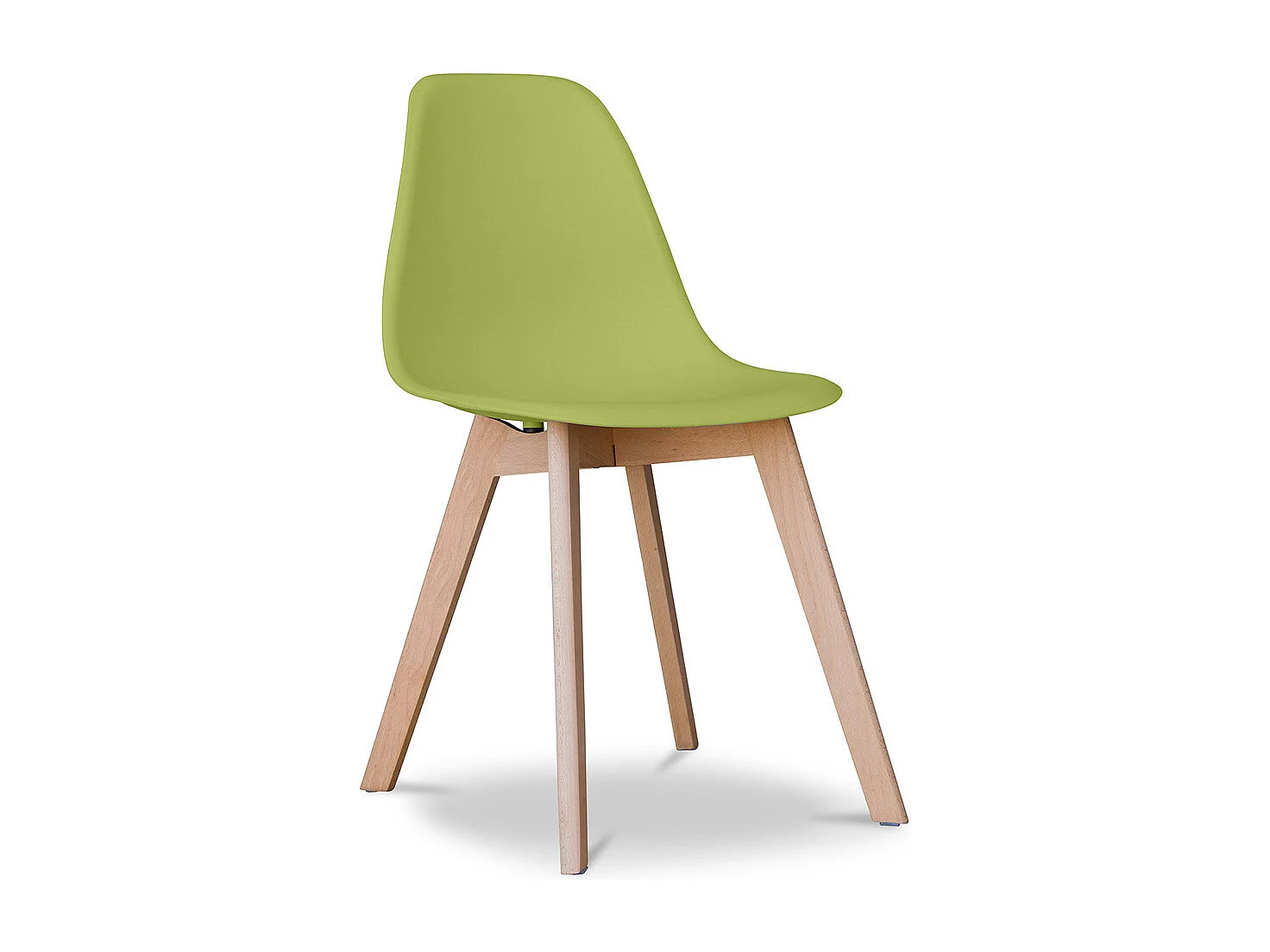 Silla escandinava amarilla Kuisto con patas de haya natural-Verde oliva