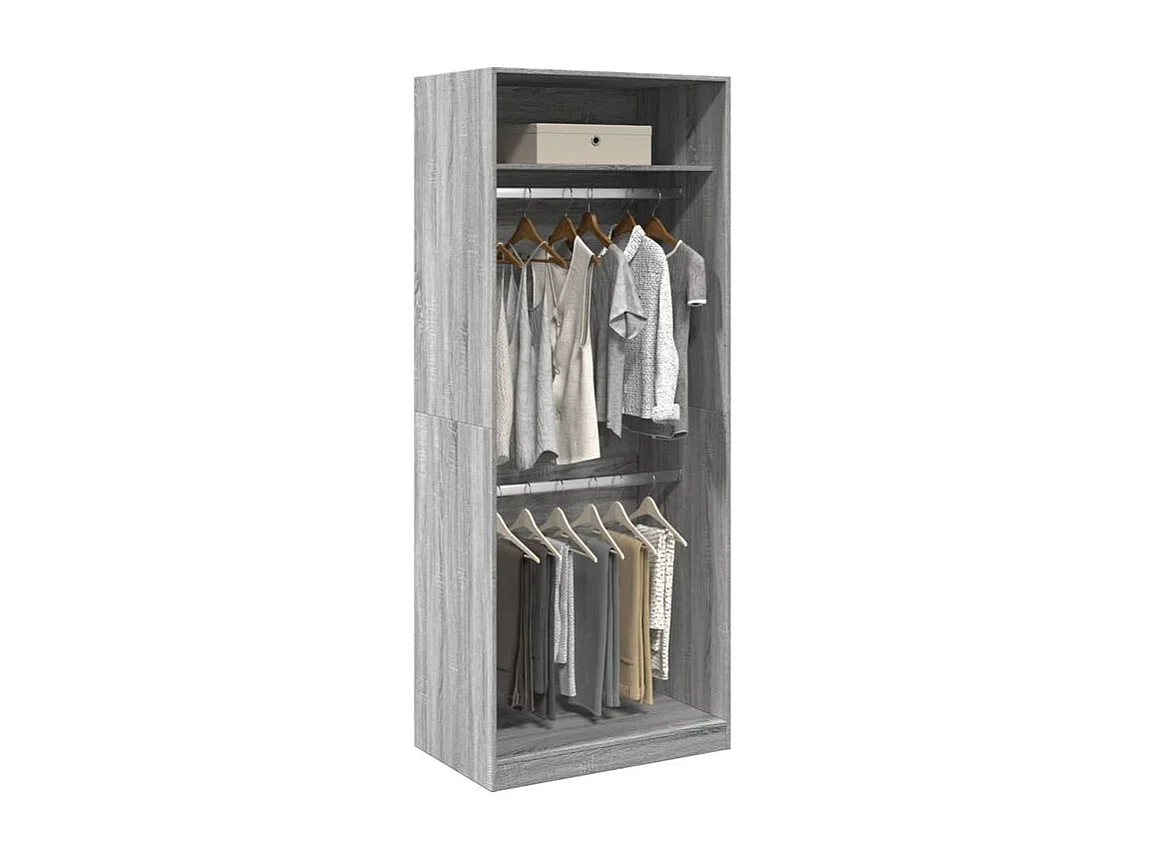 Armoire dressing 2 penderie 1 étagère 80cm - Collection Laker-Chêne gris