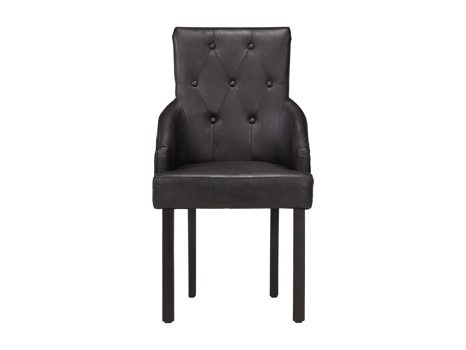 Chaise de salle à manger 4 pc Noir Cuir de chèvre véritable