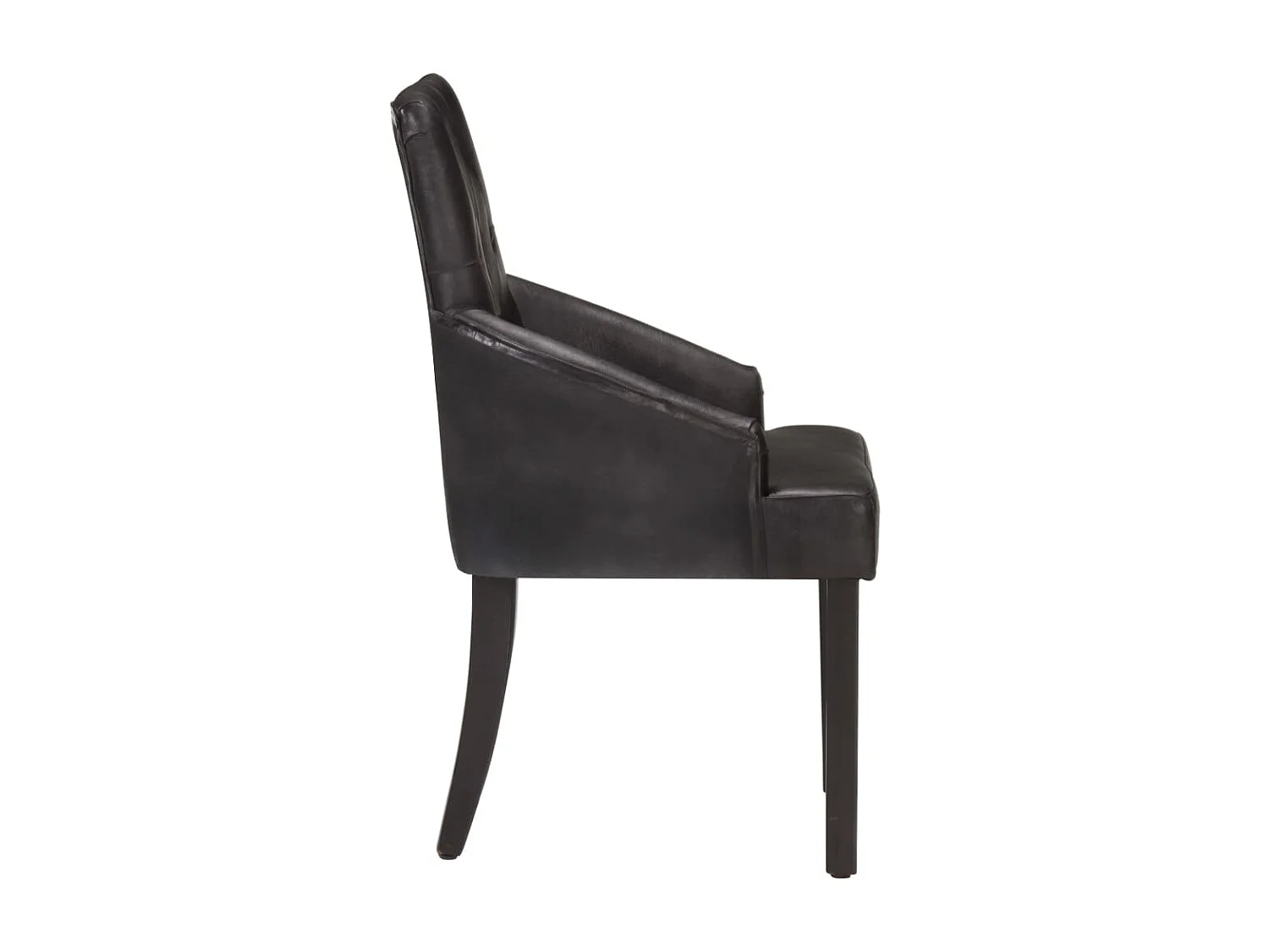 Chaise de salle à manger 4 pc Noir Cuir de chèvre véritable