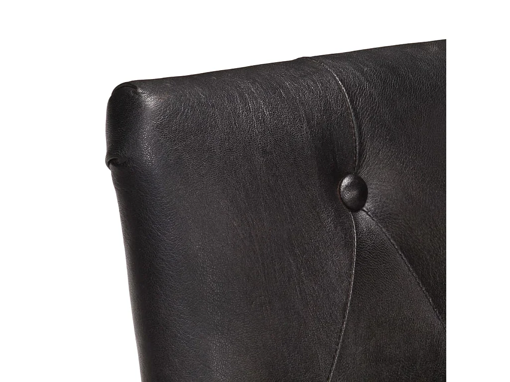 Chaise de salle à manger 4 pc Noir Cuir de chèvre véritable