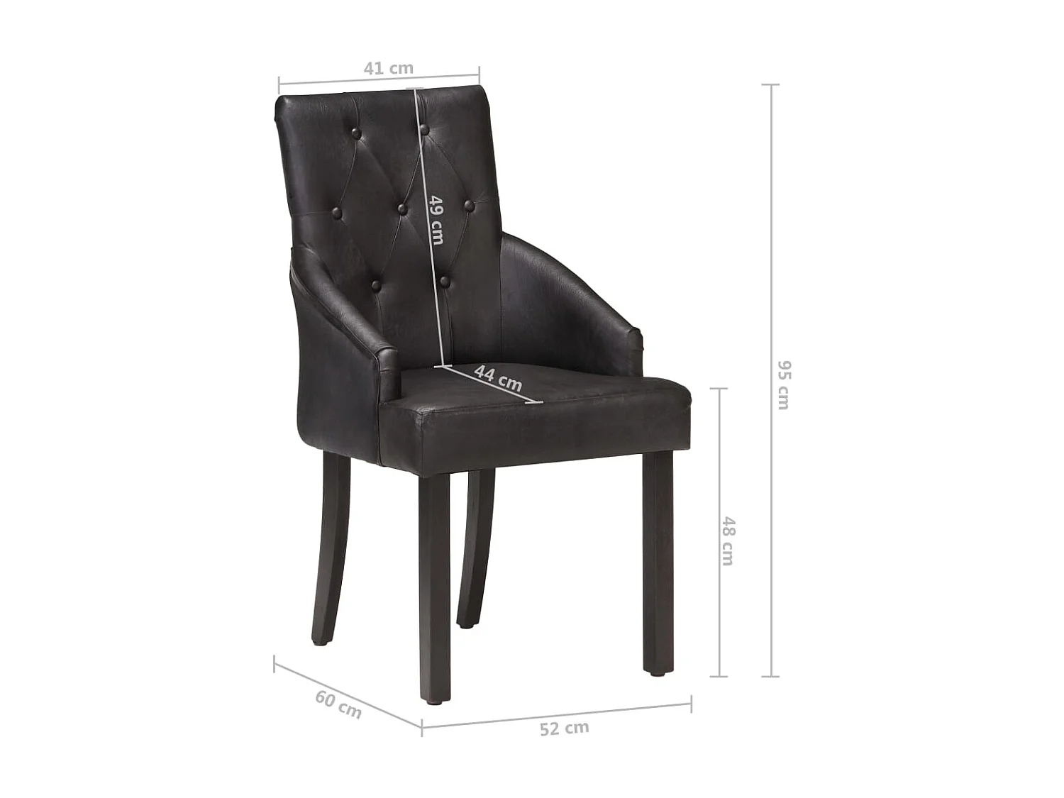 Chaise de salle à manger 4 pc Noir Cuir de chèvre véritable