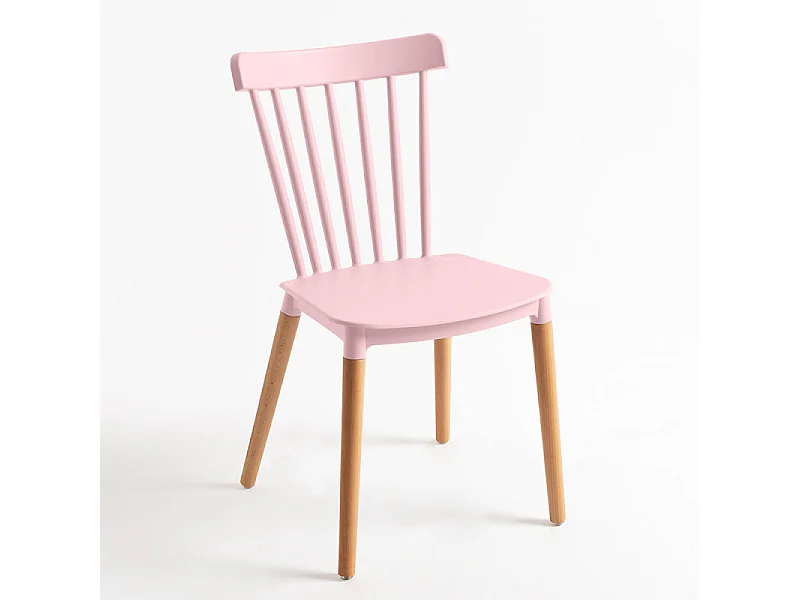 Chaise de cuisine Trina avec pied en métal effet naturel – Originale et fonctionnelle-Rose clair