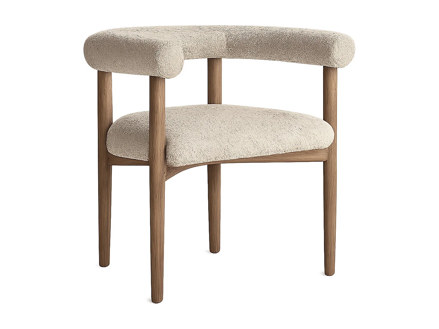 Chaise en tissu beige et bois de frêne KETAY – Style naturel