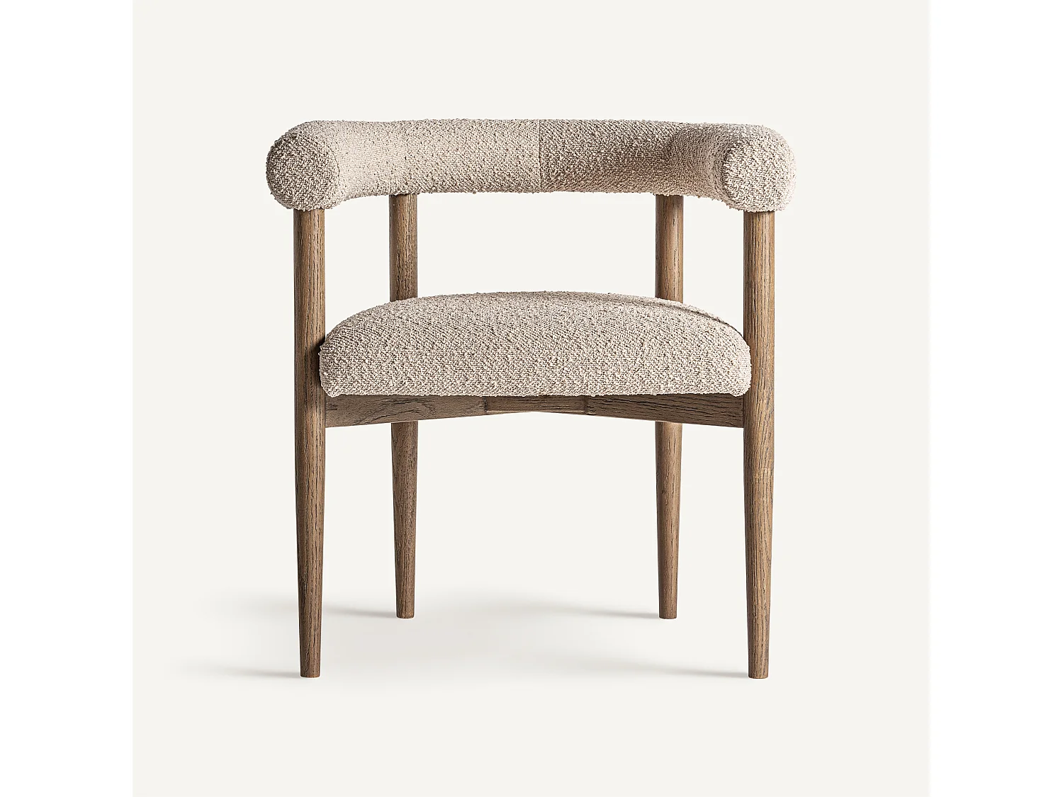 Chaise en tissu beige et bois de frêne KETAY – Style naturel