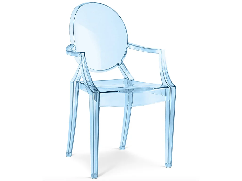 Fauteuil polycarbonate LOUIVA - Elégant et résistant-Bleu transparent