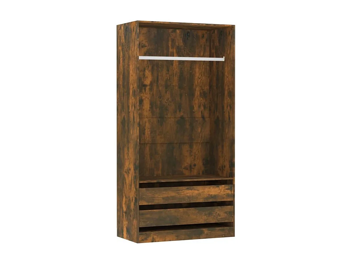 Armoire dressing 1 penderie 2 tiroir 100cm - Collection Kodok-Marron fumé