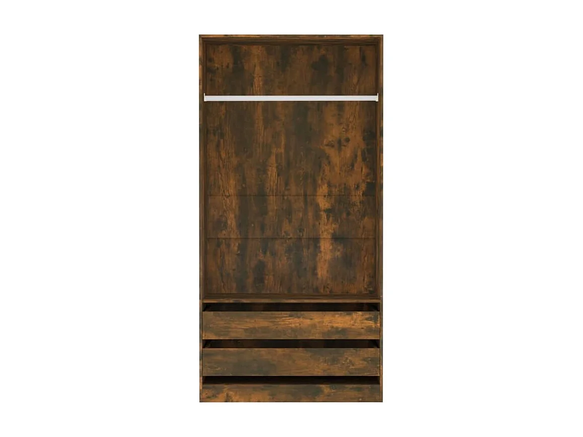 Armoire dressing 1 penderie 2 tiroir 100cm - Collection Kodok-Marron fumé