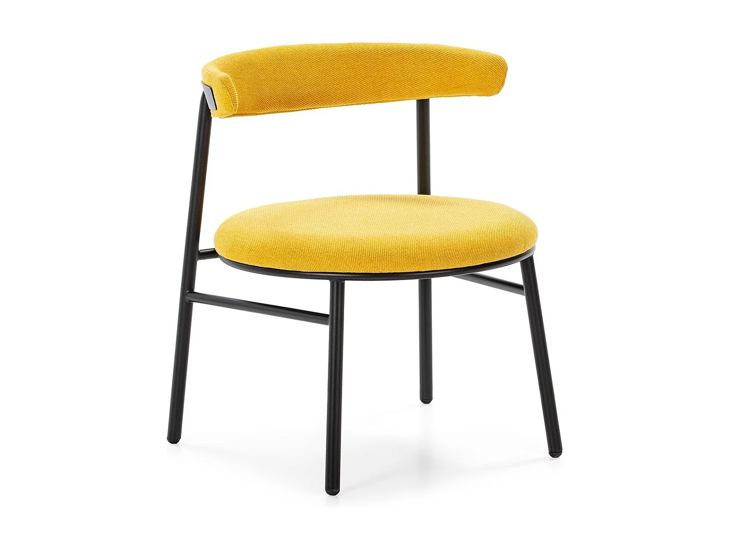 Toky gele stof en zwart metalen stoel