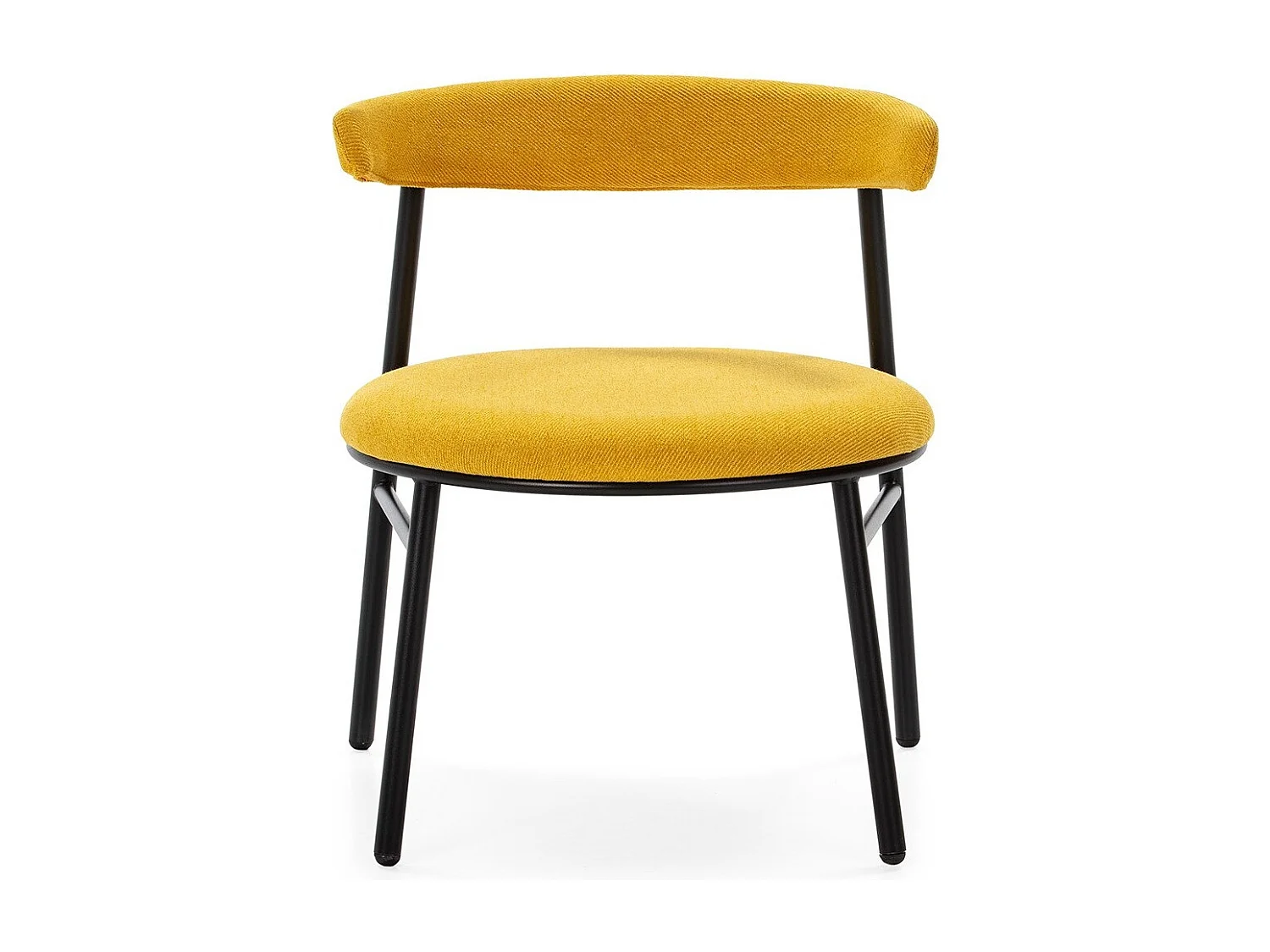 Toky gele stof en zwart metalen stoel