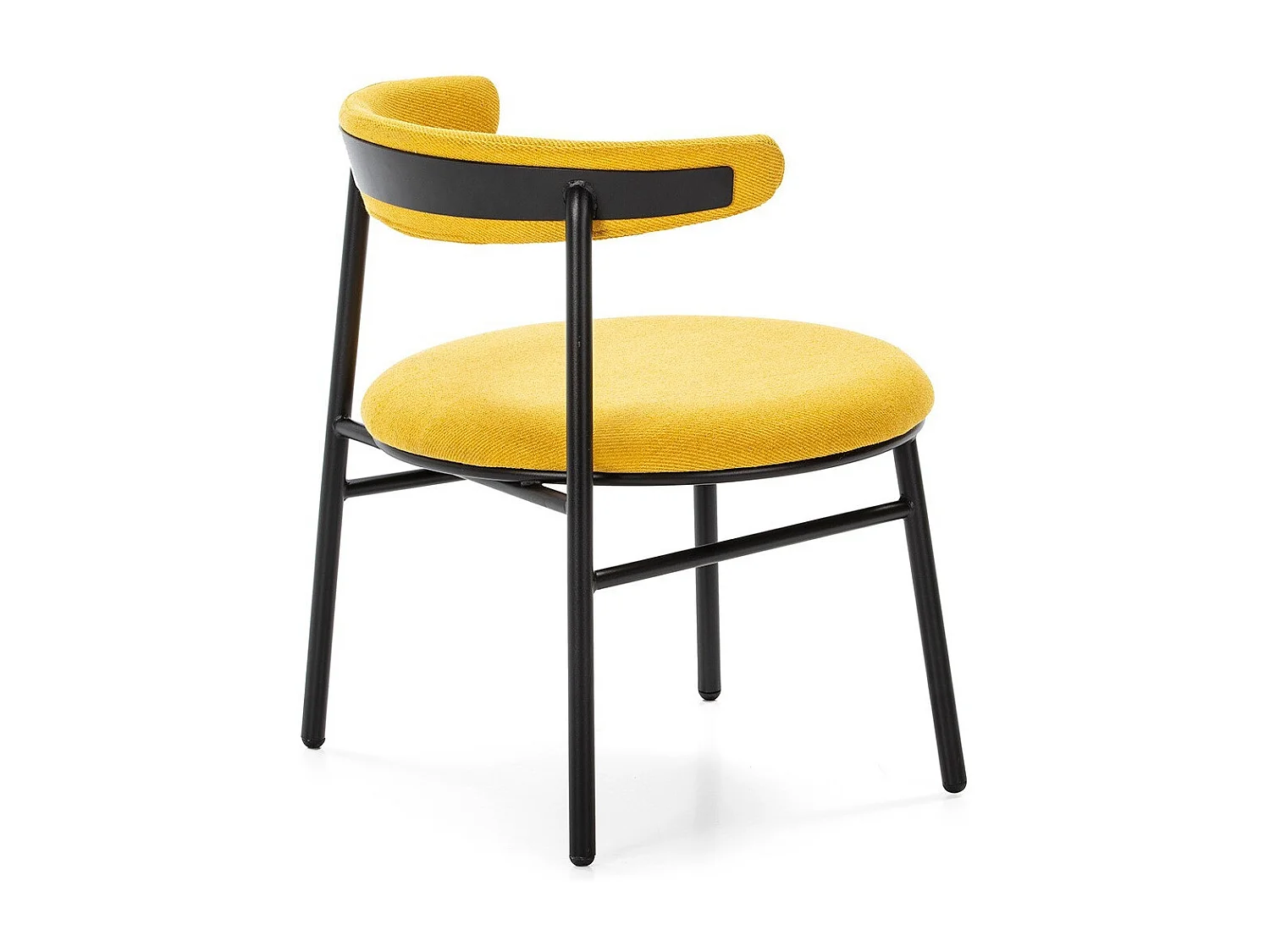 Toky gele stof en zwart metalen stoel