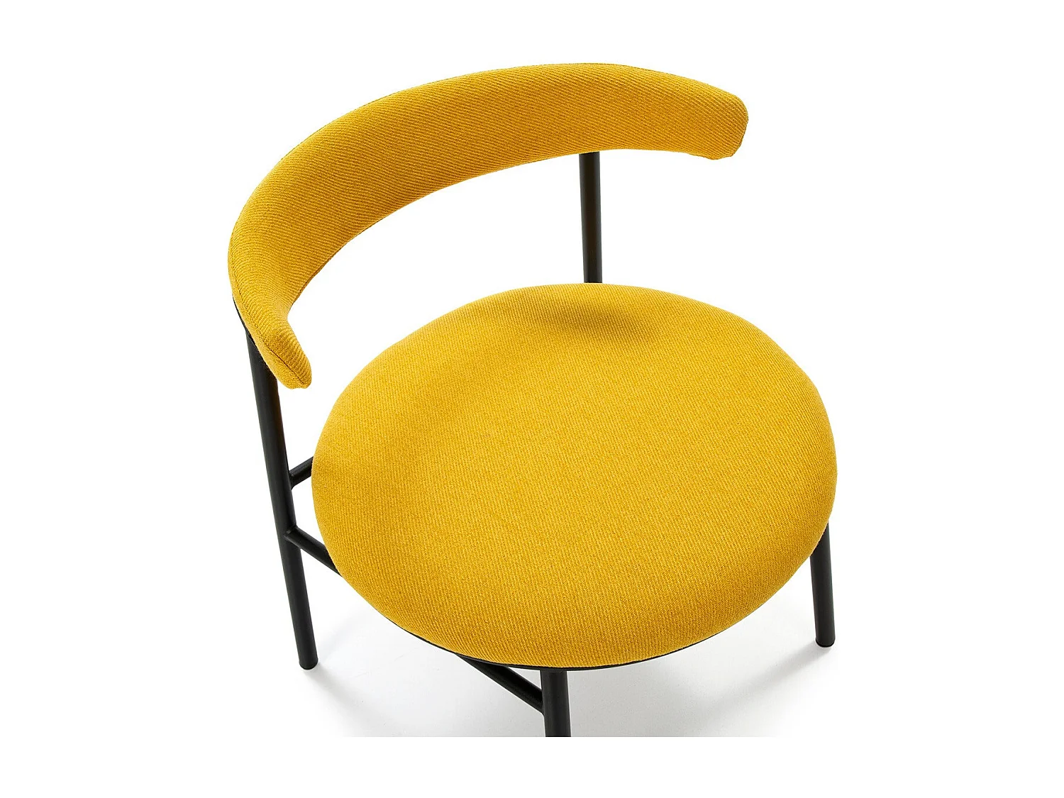 Toky gele stof en zwart metalen stoel