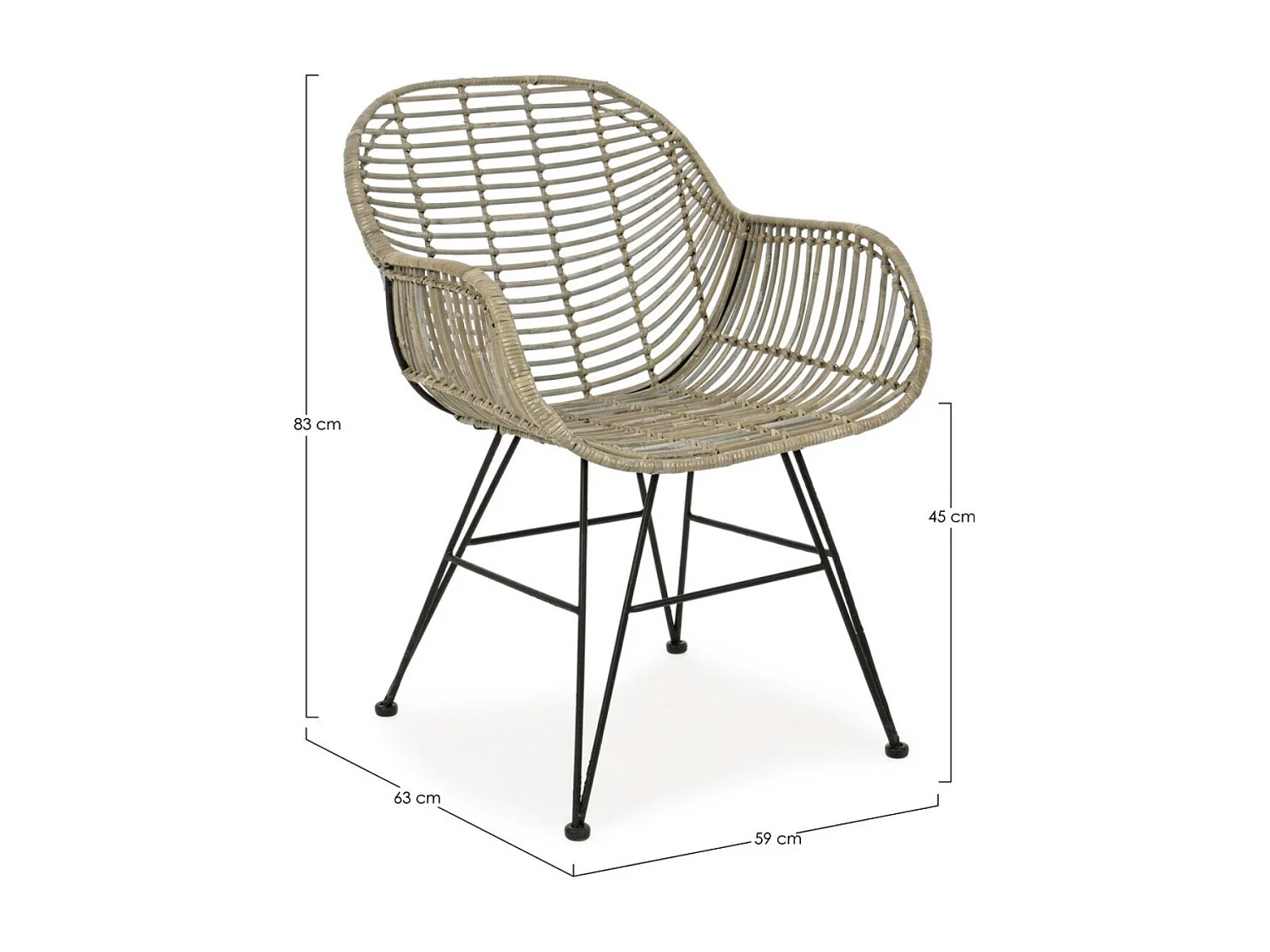 Fauteuil RIKEL – Acier & fibre naturelle tressée