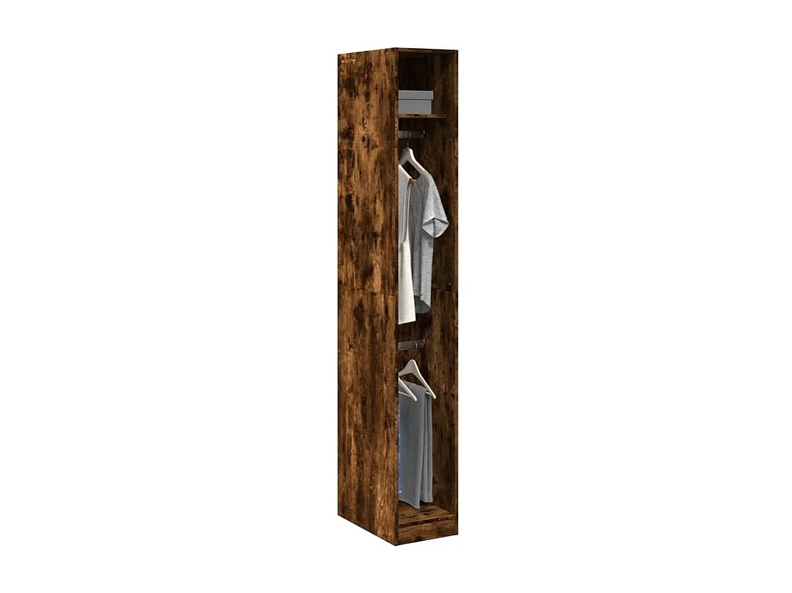 Armoire dressing 2 penderie 1 étagère 30cm - Collection Laker-Marron fumé