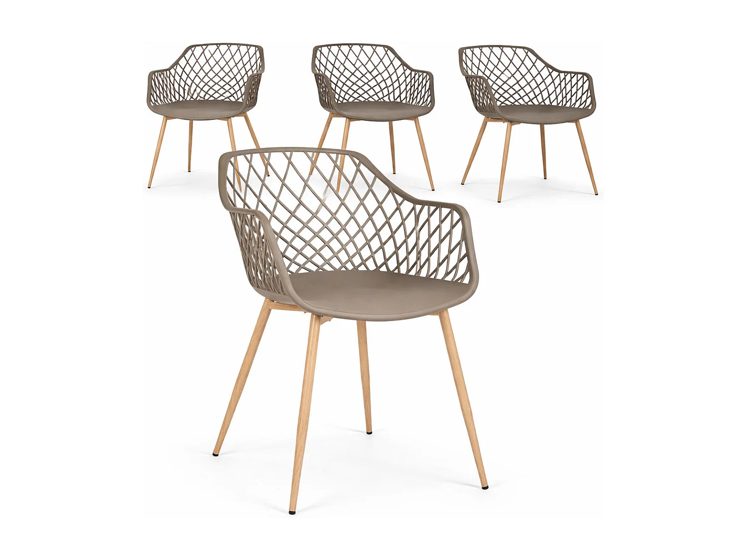 Lot de 4 chaise Optik - Polyvalente pour intérieur et éxtérieur-Taupe