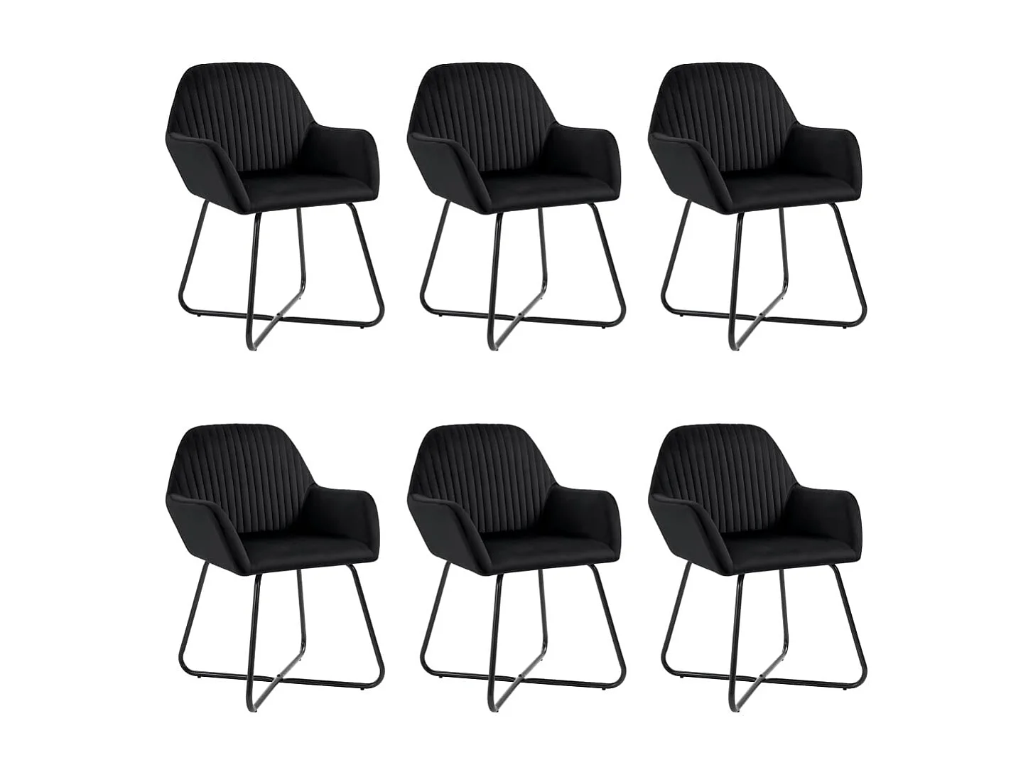 Chaise de salle à manger 6 pc Noir Velours 8