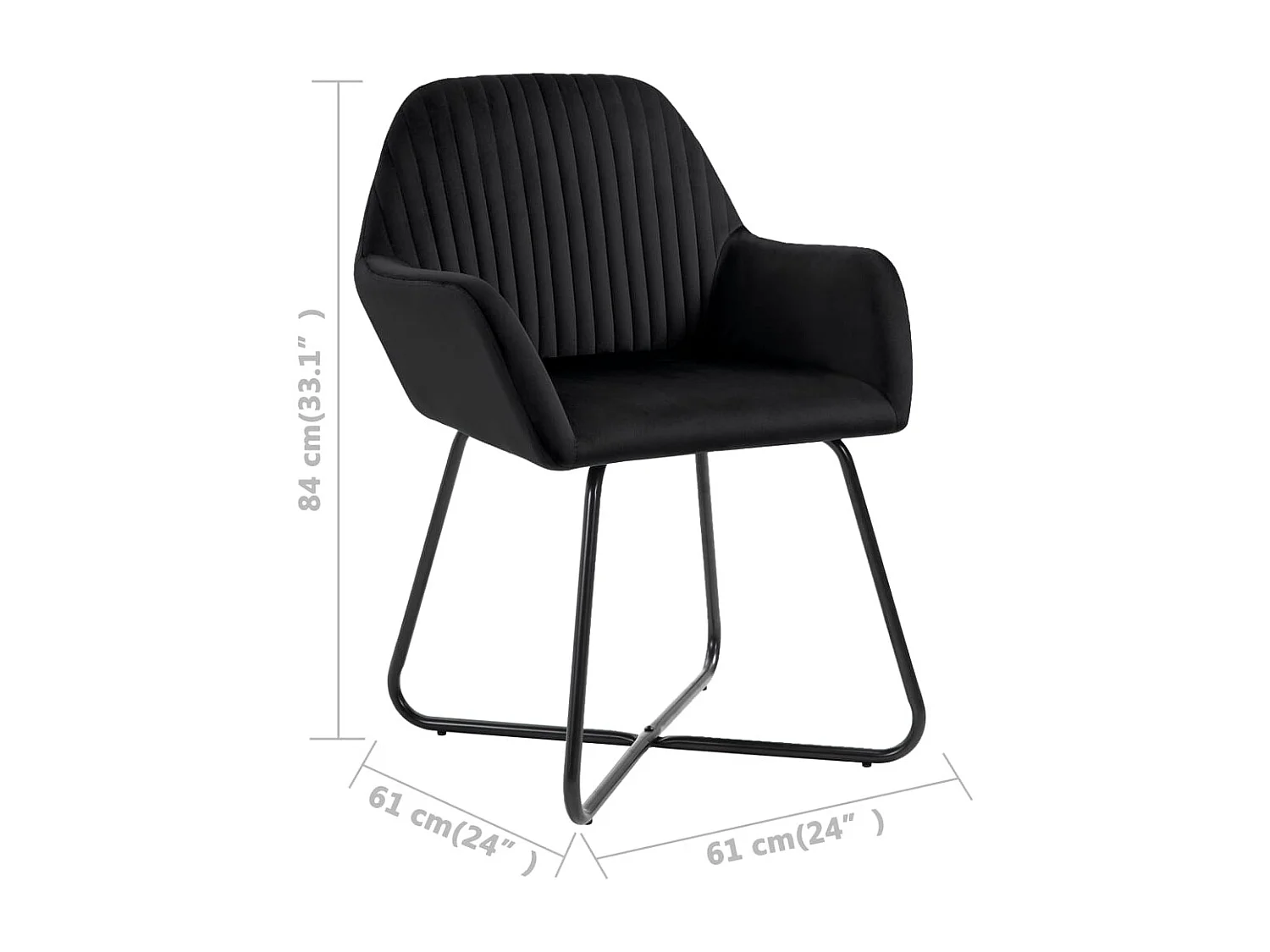 Chaise de salle à manger 6 pc Noir Velours 8