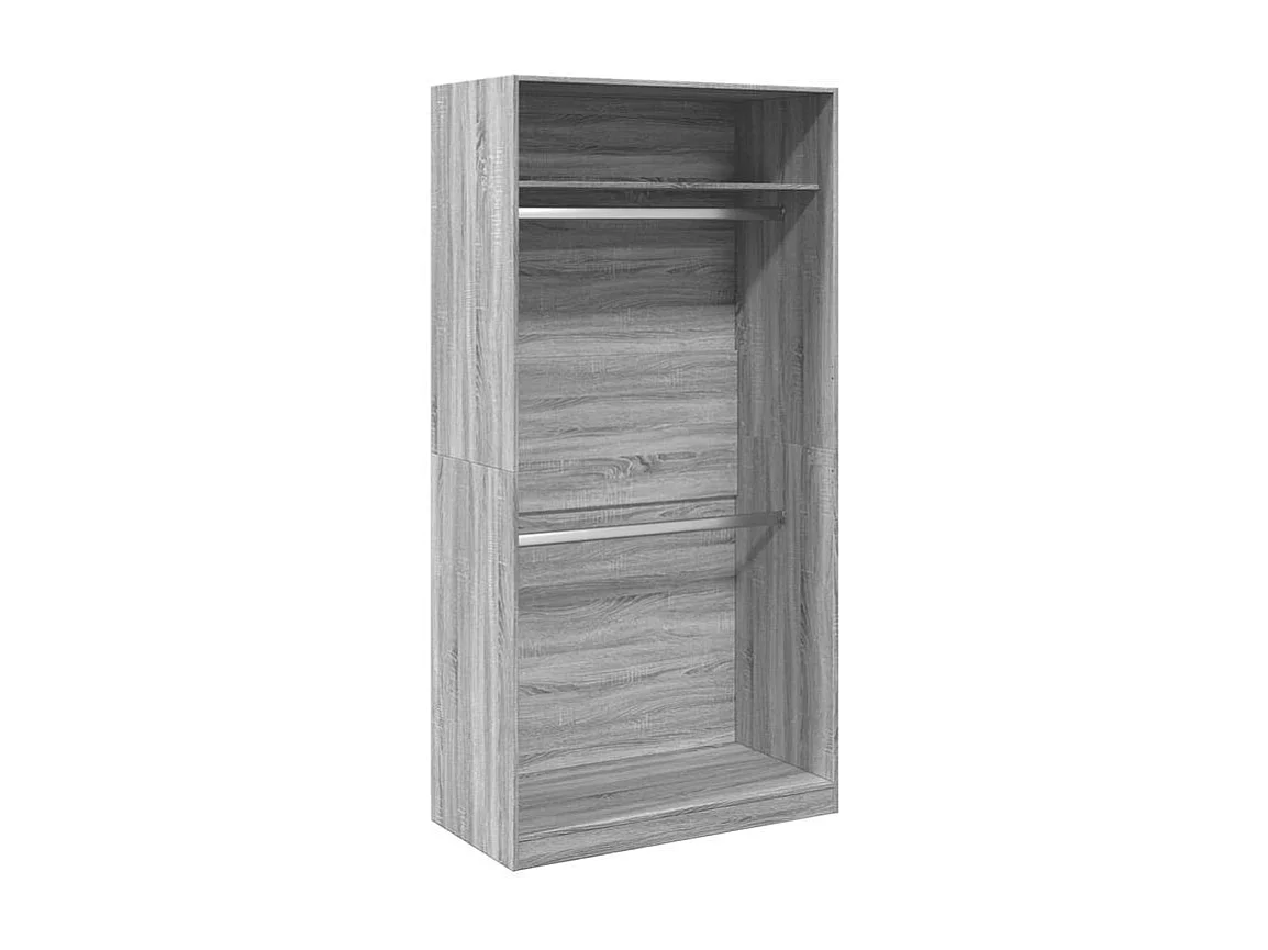 Armoire dressing 2 penderie 1 étagère 100cm - Collection Laker-Chêne gris