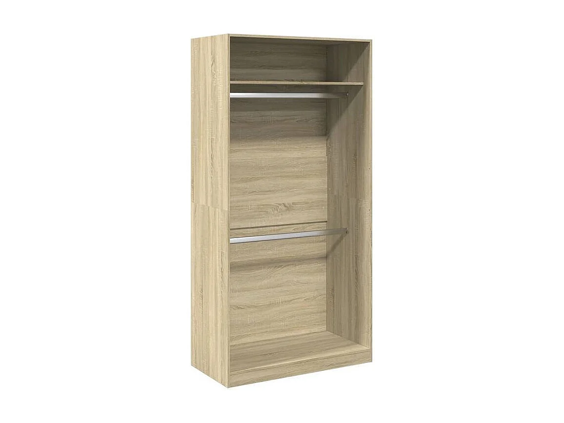 Armoire dressing 2 penderie 1 étagère 100cm - Collection Laker-Chêne gris