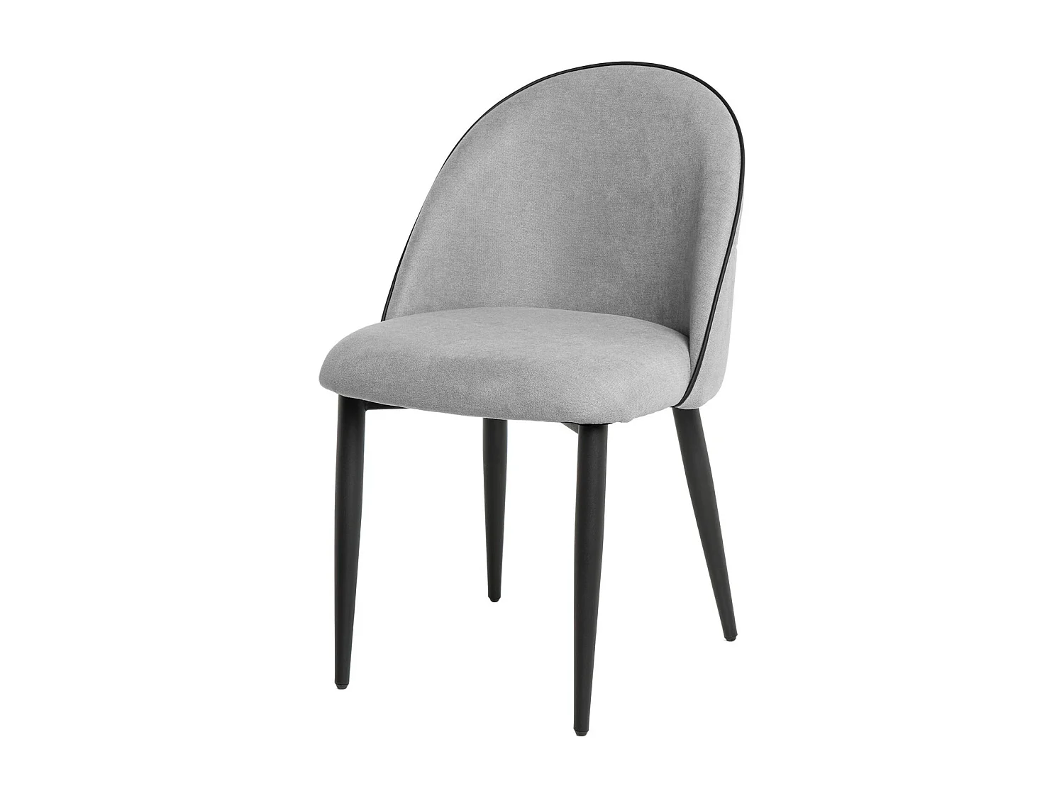Chaise en velours confortable avec pied en métal noir Brika – Style moderne-Gris clair
