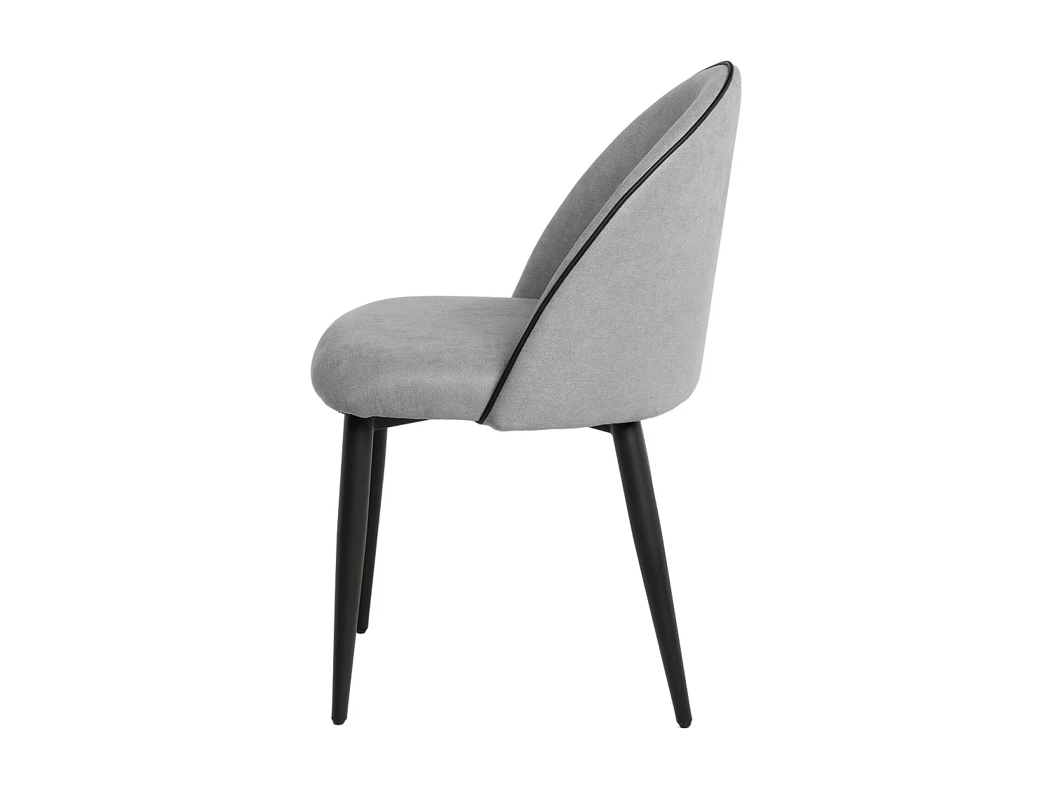 Chaise en velours confortable avec pied en métal noir Brika – Style moderne-Gris clair