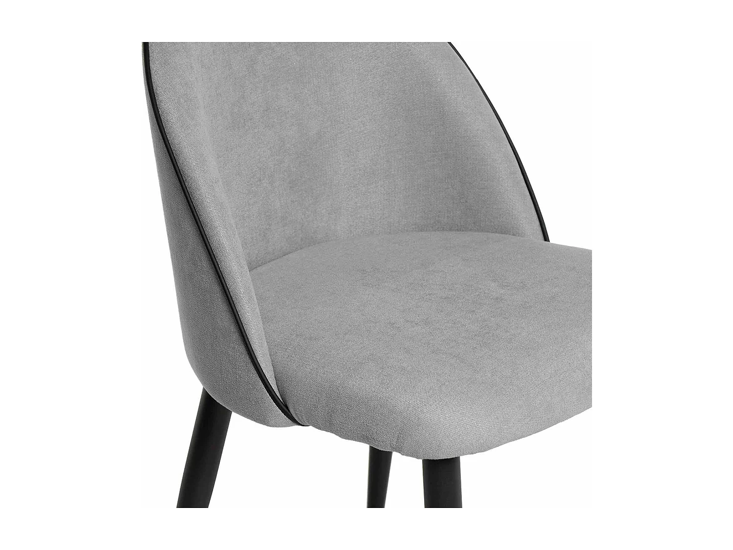 Chaise en velours confortable avec pied en métal noir Brika – Style moderne-Gris clair