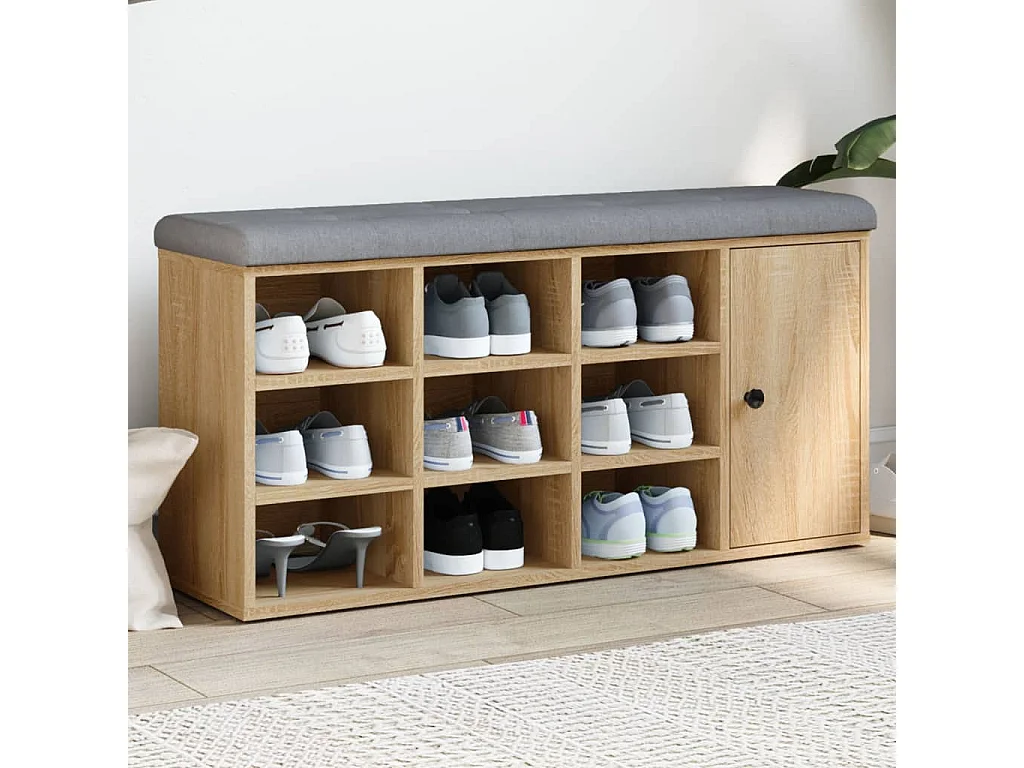 Banc à chaussures chêne sonoma 102x32x50 bois d'ingénierie