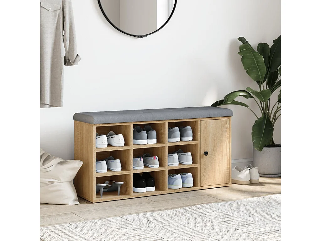 Banc à chaussures chêne sonoma 102x32x50 bois d'ingénierie