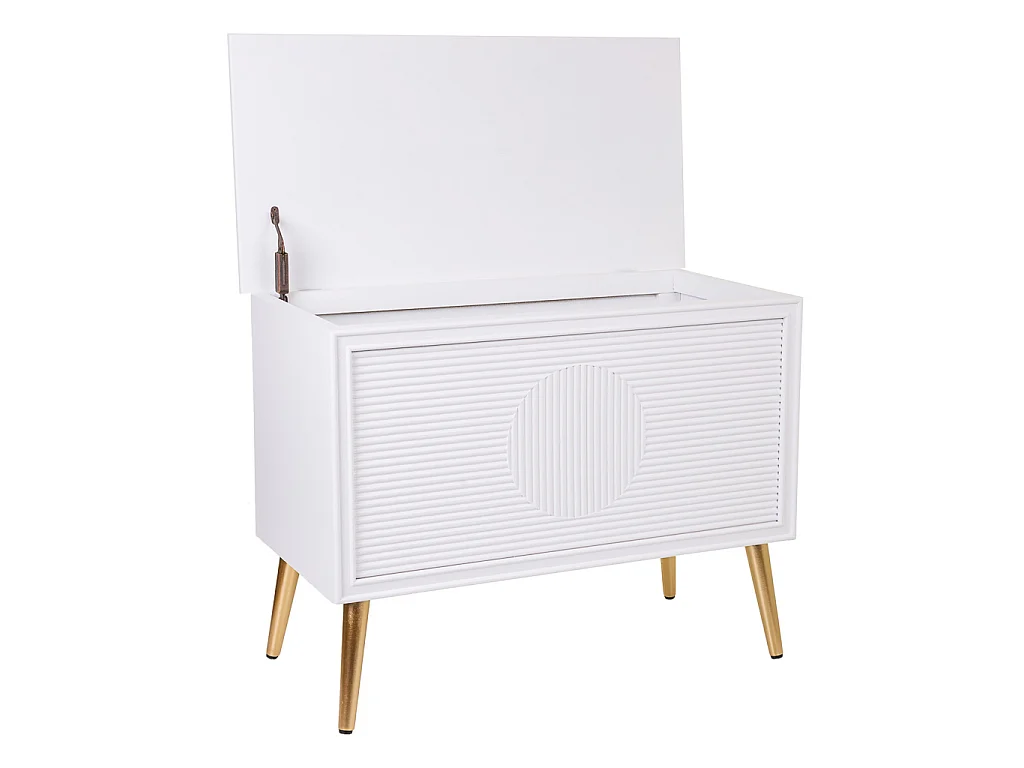 Banqueta baúl de madera blanca 83x41,5x62,5